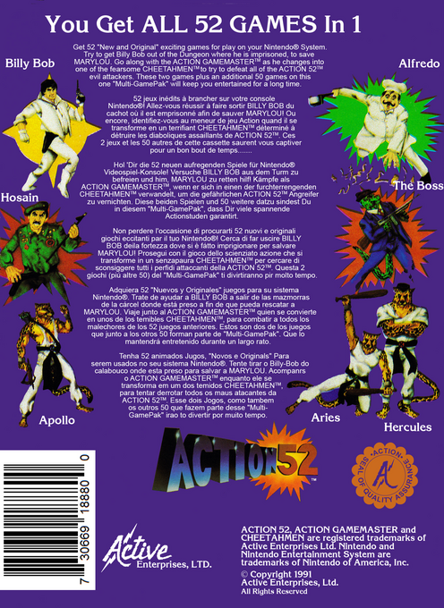 Action 52 (Homebrew) — Box back